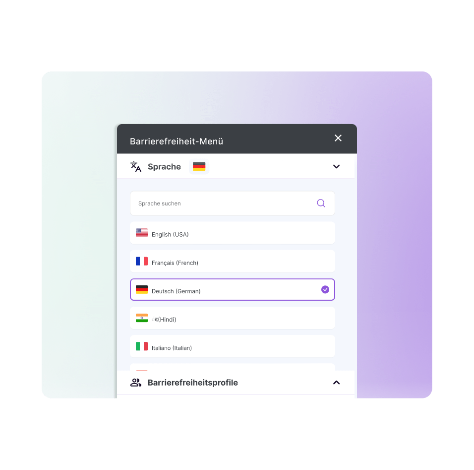 Illustration of the Languages section on our AI widget, highlighted with a magnifying glass design.