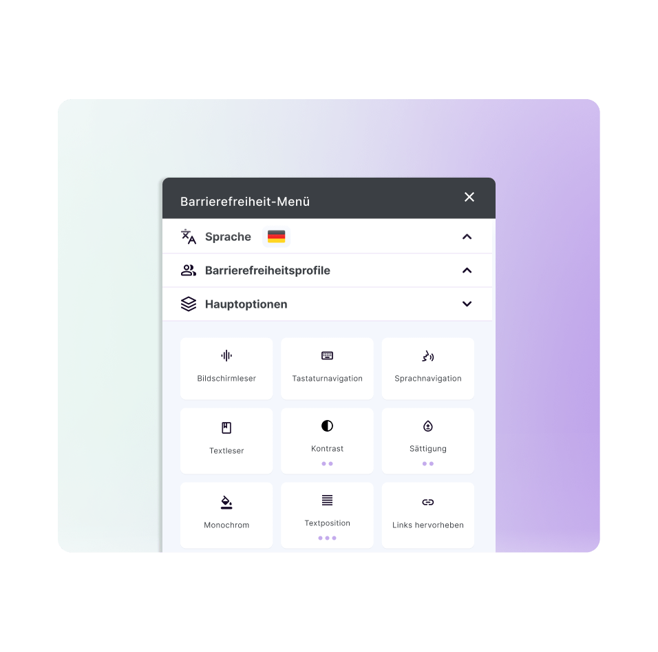 Illustration of the Main Options section on our AI widget, highlighted with a magnifying glass design.